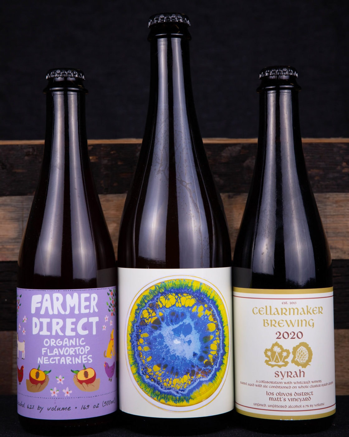 Farmer Direct Flavortop Nectarine, Mango/Mosaic & Syrah Bottles On