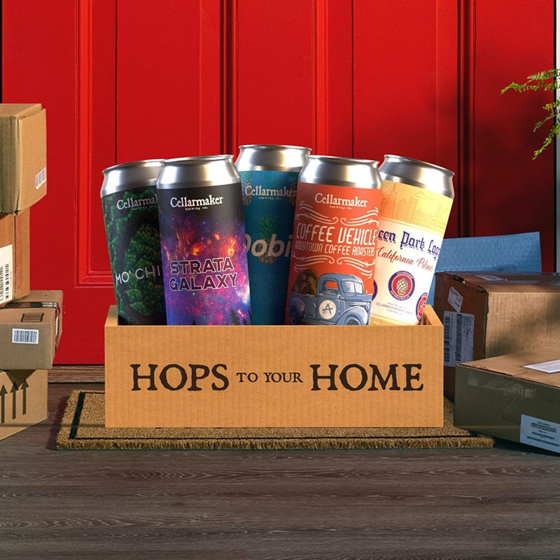 Hops To Your Home Variety Beers Box Outside Front Door